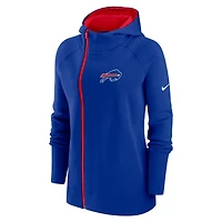 Sweat à capuche asymétrique raglan entièrement zippé Nike Royal Buffalo Bills pour femme