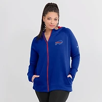Sweat à capuche asymétrique raglan entièrement zippé Nike Royal Buffalo Bills pour femme
