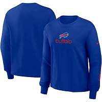 T-shirt Nike Royal Buffalo Bills Boxy à manches longues pour femme