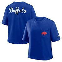 Women's Nike Royal Buffalo Bills Boxy Rewind Pocket T-Shirt