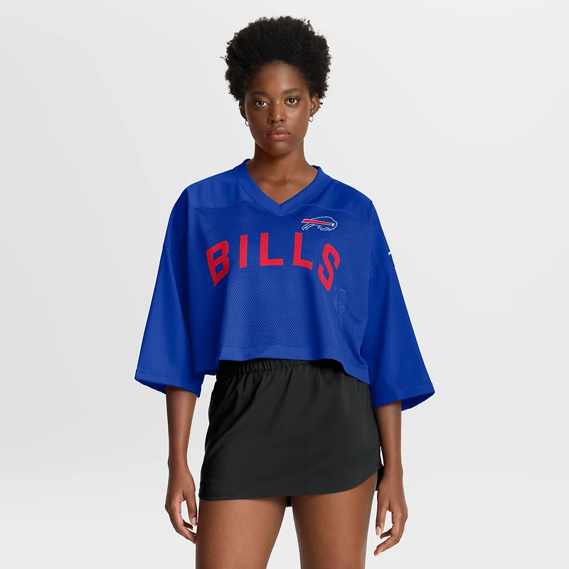 Women's Nike Royal Buffalo Bills Cropped Mesh Dri-FIT Fashion Jersey