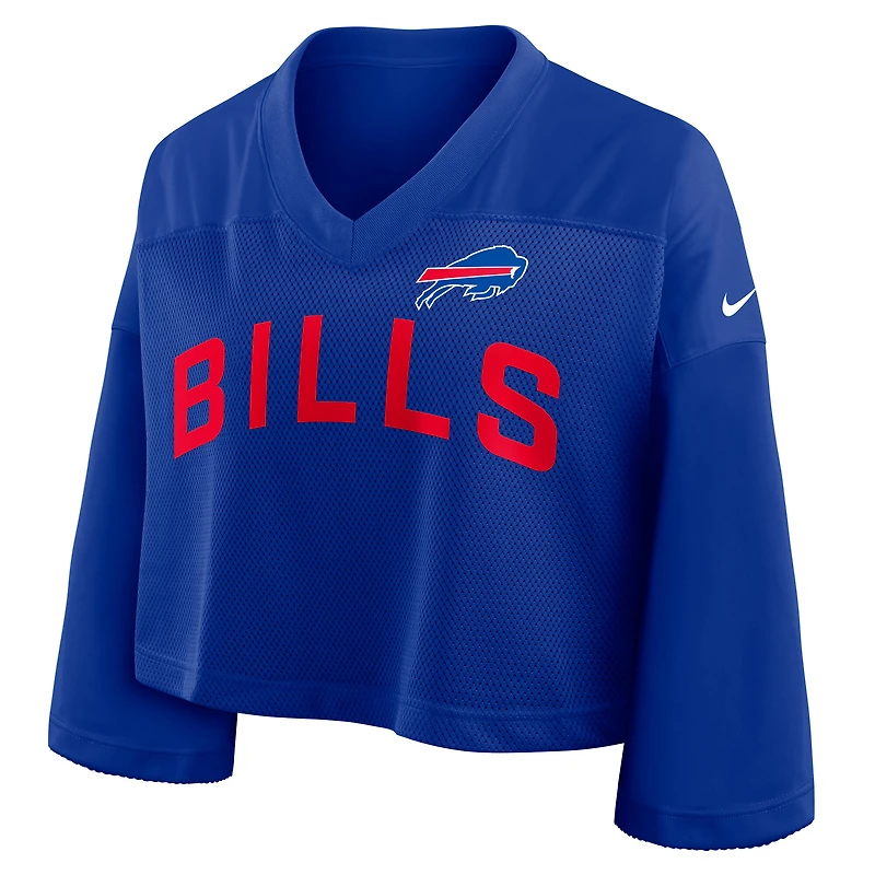 Women's Nike Royal Buffalo Bills Cropped Mesh Dri-FIT Fashion Jersey