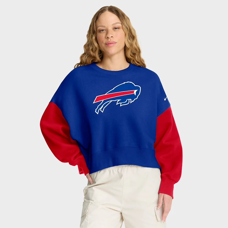 Sweat-shirt oversize à blocs de couleurs Nike Royal Buffalo Bills pour femme