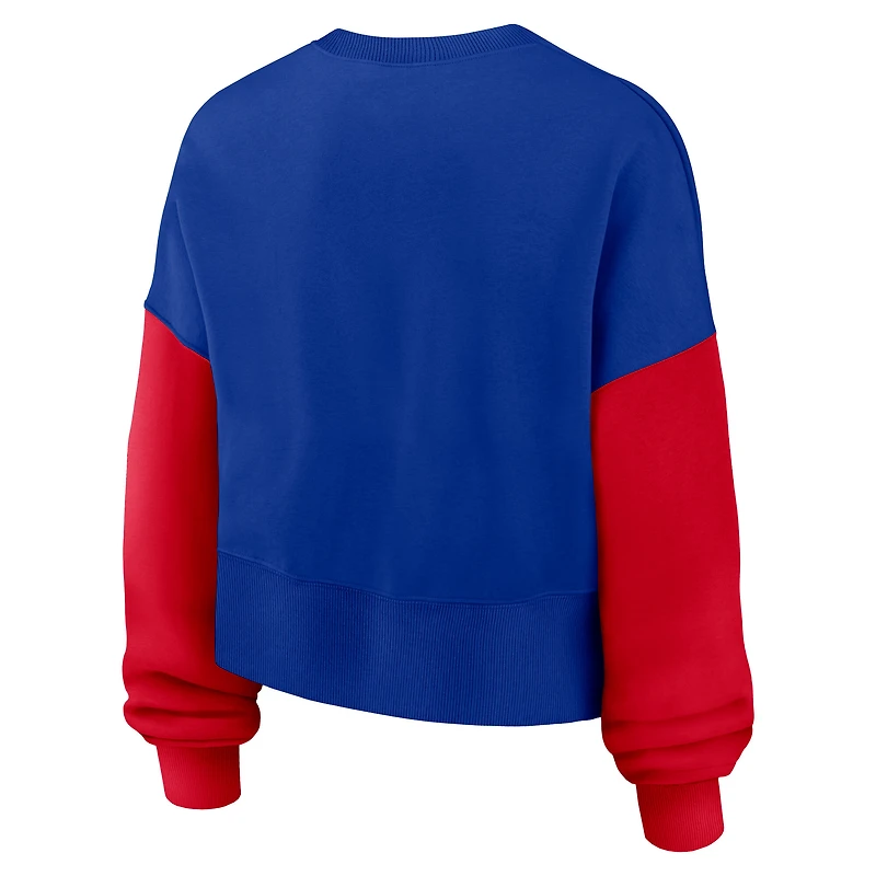 Women's Nike Royal Buffalo Bills Oversized Color-Block Pullover Sweatshirt