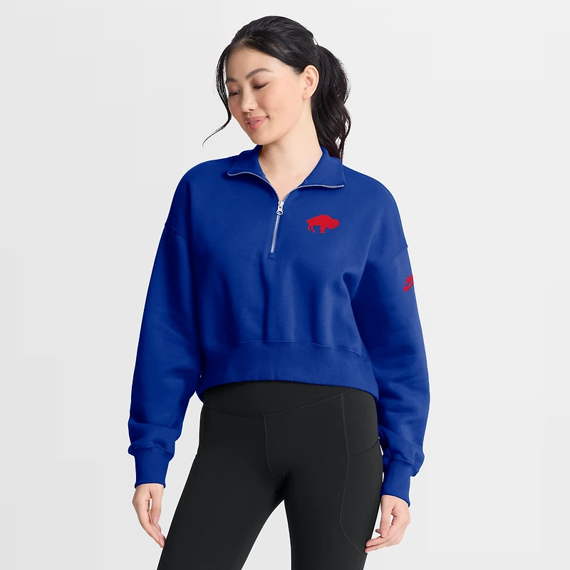 Women's Nike Royal Buffalo Bills Phoenix Fleece Quarter-Zip Sweatshirt
