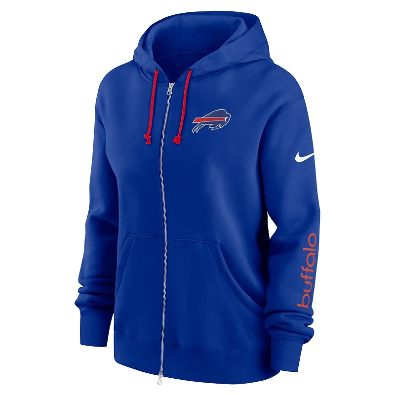 Sweat à capuche entièrement zippé Nike Royal Buffalo Bills Phoenix pour femme