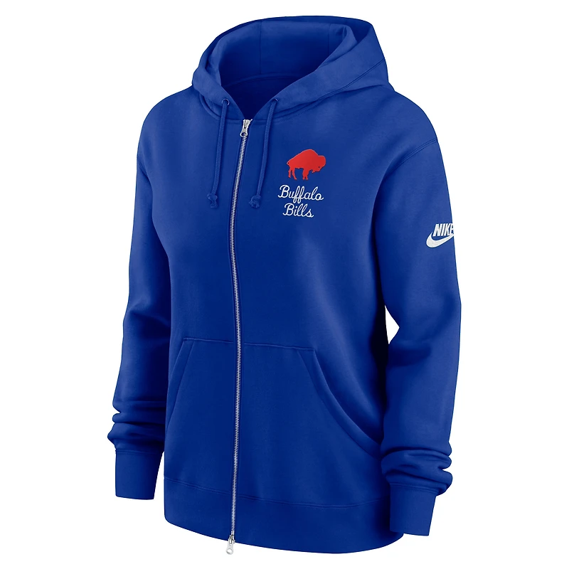 Sweat à capuche entièrement zippé Nike Royal Buffalo Bills Phoenix Rewind pour femme