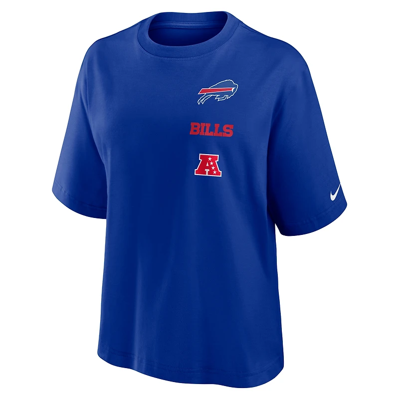 T-shirt ample et carré Nike Royal Buffalo Bills Primetime Premium Essential pour femme