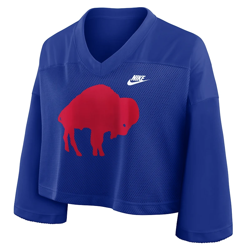 Maillot de mode court en maille Dri-FIT Nike Royal Buffalo Bills Rewind pour femme