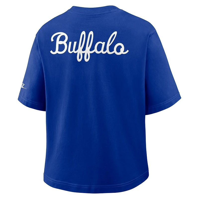 Women's Nike Royal Buffalo Bills Rewind Pocket Boxy T-Shirt