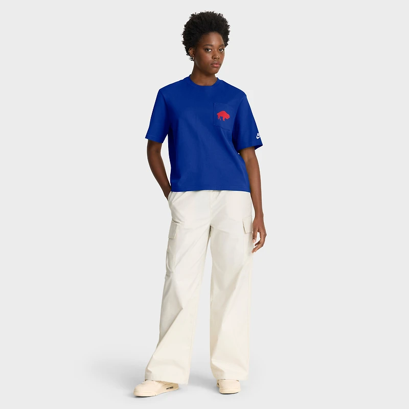 Women's Nike Royal Buffalo Bills Rewind Pocket Boxy T-Shirt