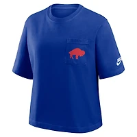 T-shirt Nike Royal Buffalo Bills Rewind Pocket Boxy pour femme