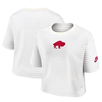 T-shirt court rayé Nike Buffalo Bills blanc/crème pour femme