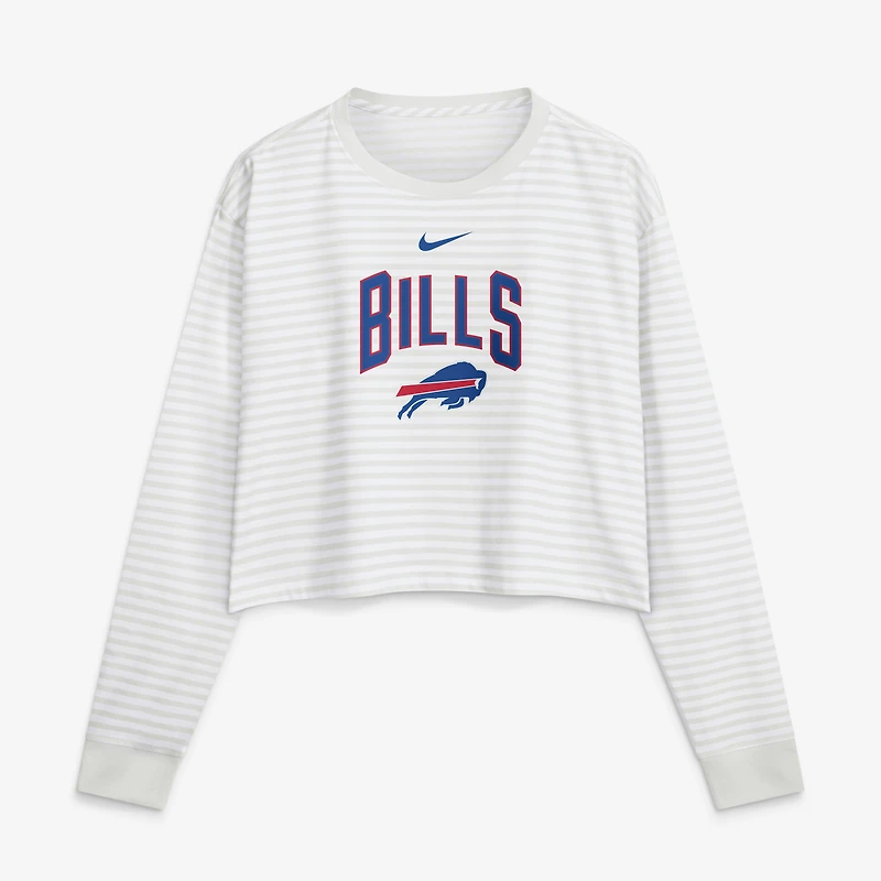 Women's Nike White Buffalo Bills Loose Fit Crop Top