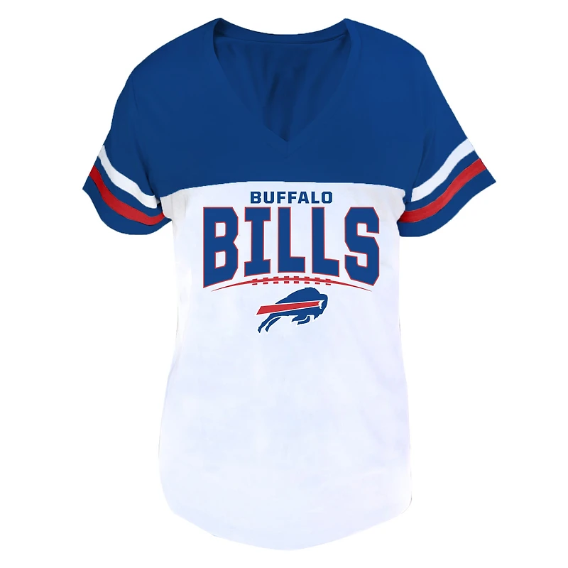 Profil femme Royal/White Buffalo Bills T-shirt grande taille à col en V fendu