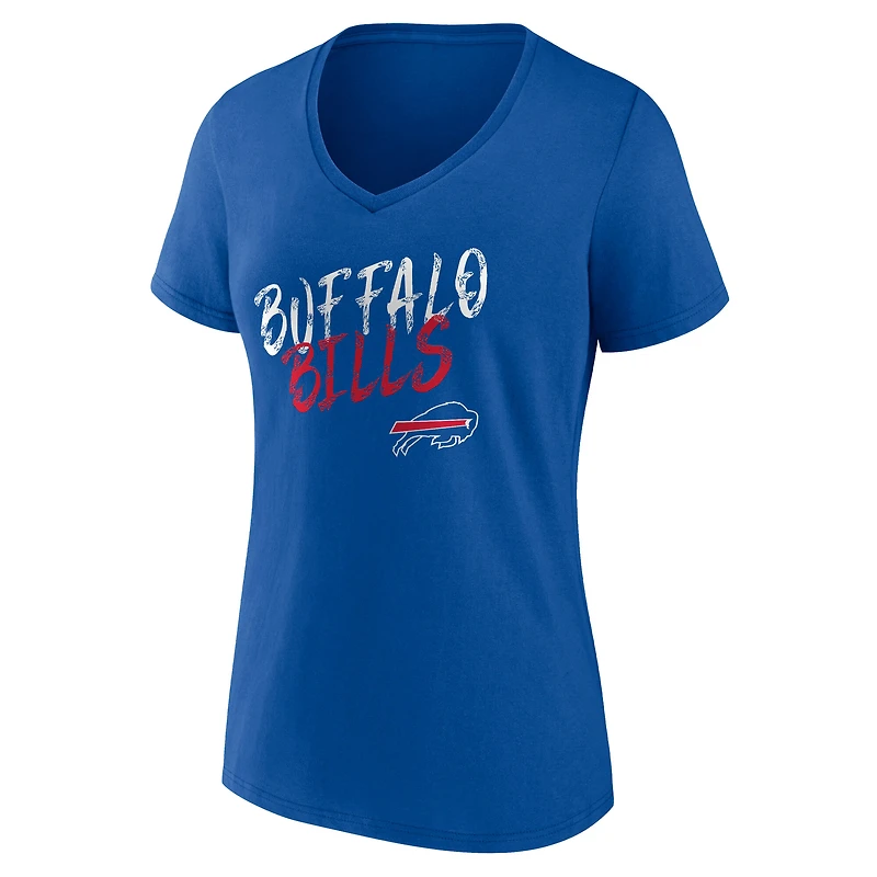 T-shirt à col en V pour femmes Royal Buffalo Bills Hustle
