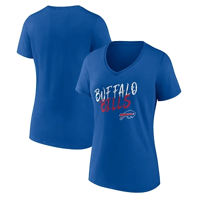 T-shirt à col en V pour femmes Royal Buffalo Bills Hustle
