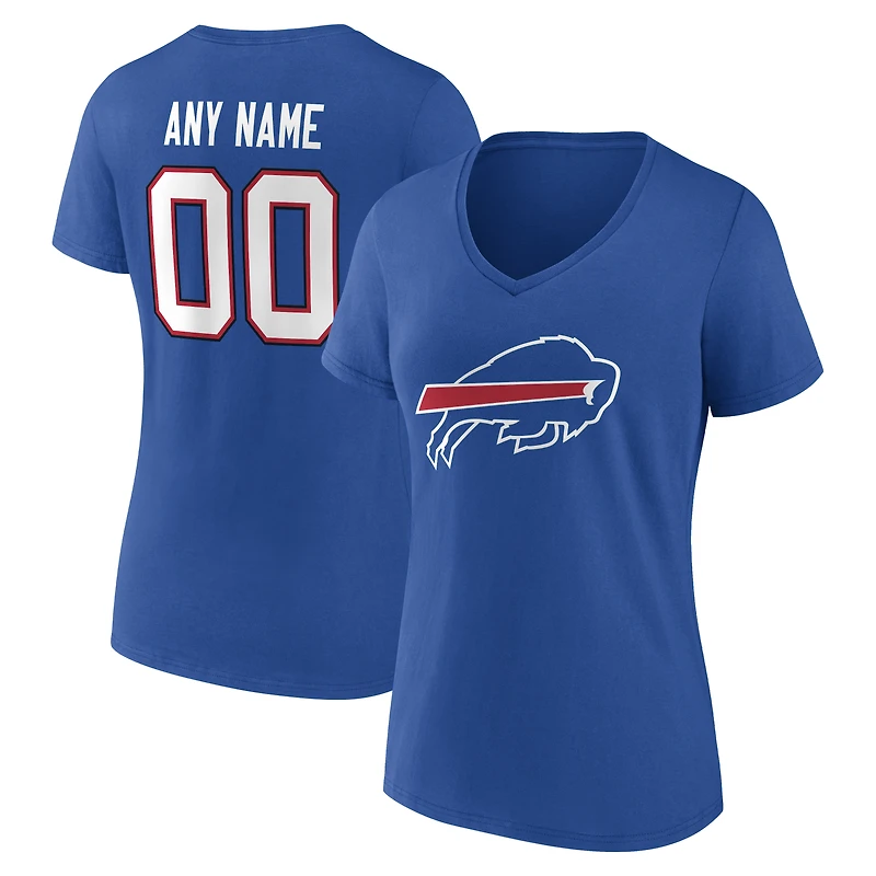 Women's Royal Buffalo Bills Team Authentic Personalized Name & Number V-Neck T-Shirt
