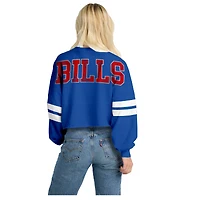 T-shirt à manches longues rayé oversize court Spirit Jersey Royal Buffalo Bills pour femme