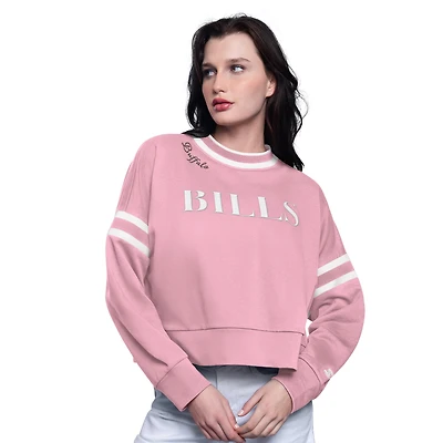 Women's Starter  Pink Buffalo Bills Power Play Cropped Pullover Sweatshirt