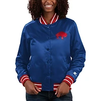 Veste universitaire à boutons-pression en satin Starter Royal Buffalo Bills pour femmes