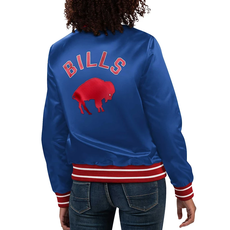 Veste universitaire à boutons-pression en satin Starter Royal Buffalo Bills pour femmes