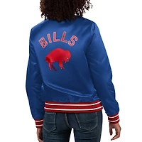 Veste universitaire à boutons-pression en satin Starter Royal Buffalo Bills pour femmes