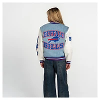 Women's The Wild Collective  Buffalo Bills Denim Full-Snap Varsity Jacket