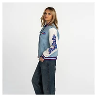 Veste universitaire en denim Buffalo Bills à boutons-pression pour femme de The Wild Collective