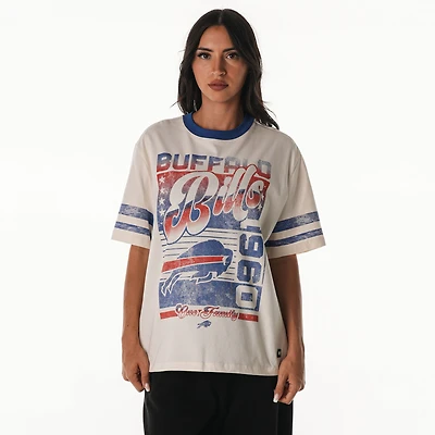 Women's The Wild Collective  Cream Buffalo Bills Vintage Drop Shoulder Oversized Boyfriend T-Shirt