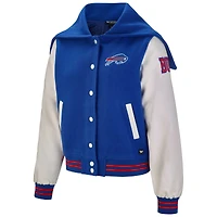 Veste universitaire courte boutonnée pour femme The Wild Collective Royal Buffalo Bills