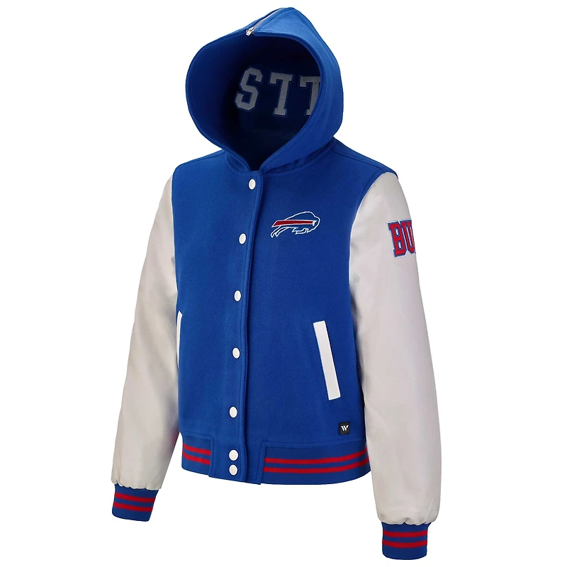 Veste universitaire courte boutonnée pour femme The Wild Collective Royal Buffalo Bills