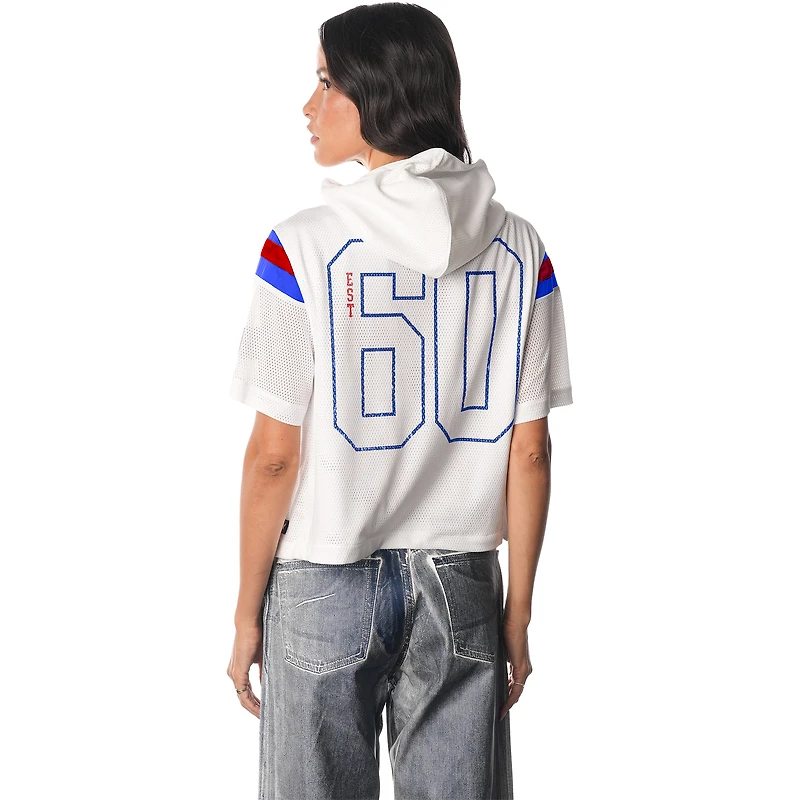 Women's The Wild Collective White Buffalo Bills Mesh Hoodie Jersey T-Shirt