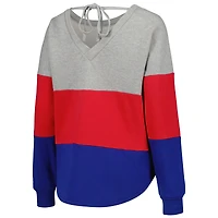 Pull Touch Heather Grey/Royal Buffalo Bills Outfield Deep V-Back pour femmes - Sweat-shirt