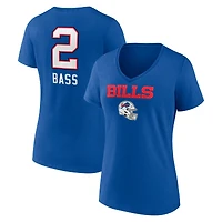 T-shirt col V pour femme Tyler Bass Royal Buffalo Bills Team Wordmark