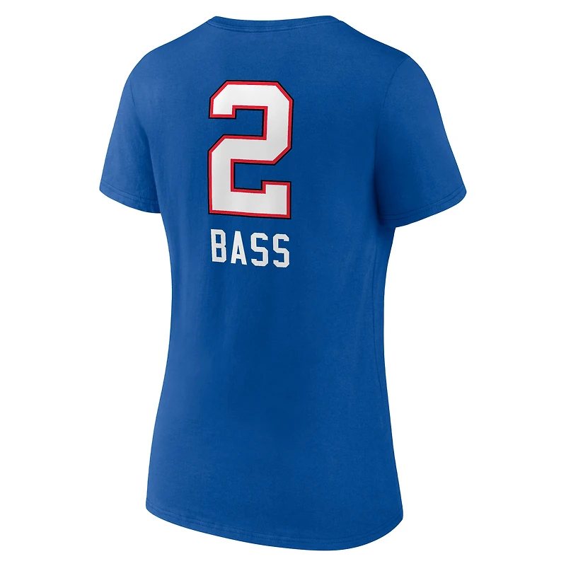 T-shirt col V pour femme Tyler Bass Royal Buffalo Bills Team Wordmark