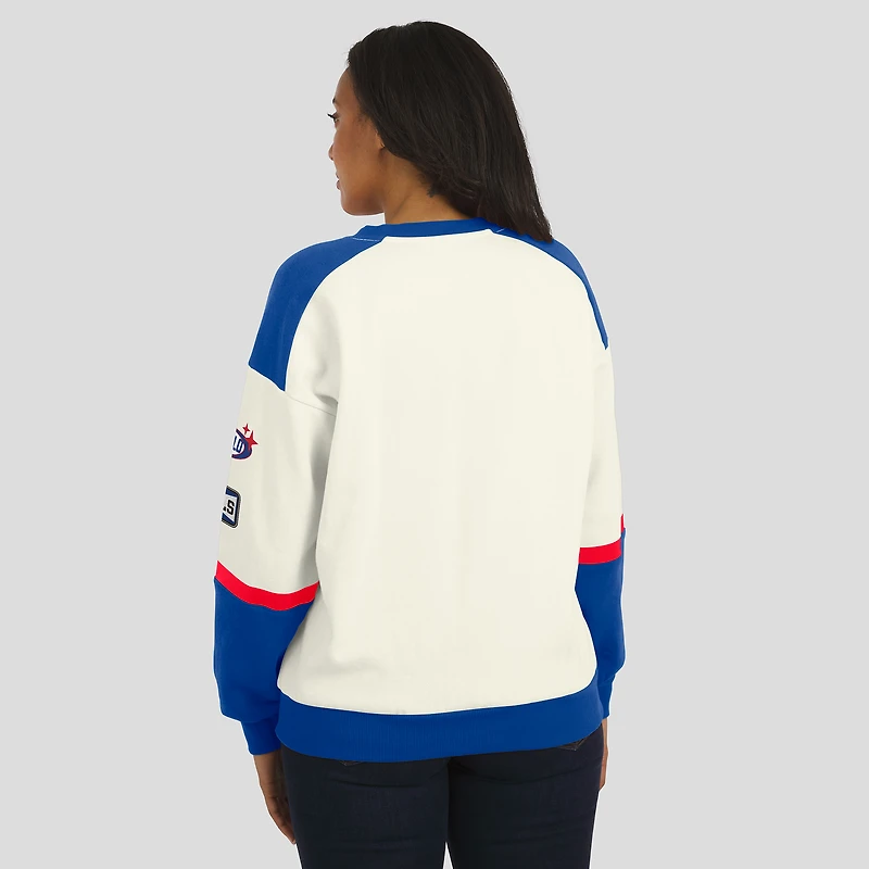 Women's WEAR by Erin Andrews  Cream Buffalo Bills Racing Crew V-Neck Sweatshirt