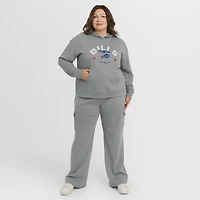 Ensemble lounge pour femme WEAR by Erin Andrews Gray Buffalo Bills, grande taille, chemise à capuche manches longues et pantalon en maille gaufrée