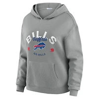 Women's WEAR by Erin Andrews Gray Buffalo Bills Waffle-Knit Long Sleeve Hooded Shirt & Pants Lounge Set