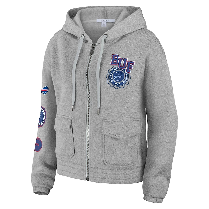 Women's WEAR by Erin Andrews Heather Gray Buffalo Bills Full-Zip Hoodie