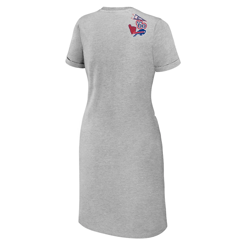 Robe t-shirt nouée pour femme WEAR by Erin Andrews, gris chiné, Buffalo Bills