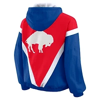 Women's WEAR by Erin Andrews Red/Royal Buffalo Bills Plus Retro Crinkle Full-Zip Hoodie Windbreaker Jacket