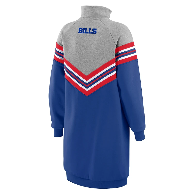 Robe à rayures chevrons Buffalo Bills Royal/Heather Grey pour femme WEAR by Erin Andrews