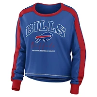 WEAR by Erin Andrews Royal/Red Buffalo Bills T-shirt court à manches longues avec blocs de couleurs modestes pour femmes
