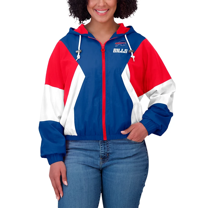 Women's WEAR by Erin Andrews Royal/Red Buffalo Bills Plus Color Block Full-Zip Windbreaker Jacket