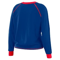 Women's WEAR by Erin Andrews Royal/Red Buffalo Bills Plus Tie-Front Long Sleeve Top