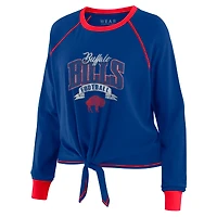 Women's WEAR by Erin Andrews Royal/Red Buffalo Bills Tie-Front Long Sleeve Top