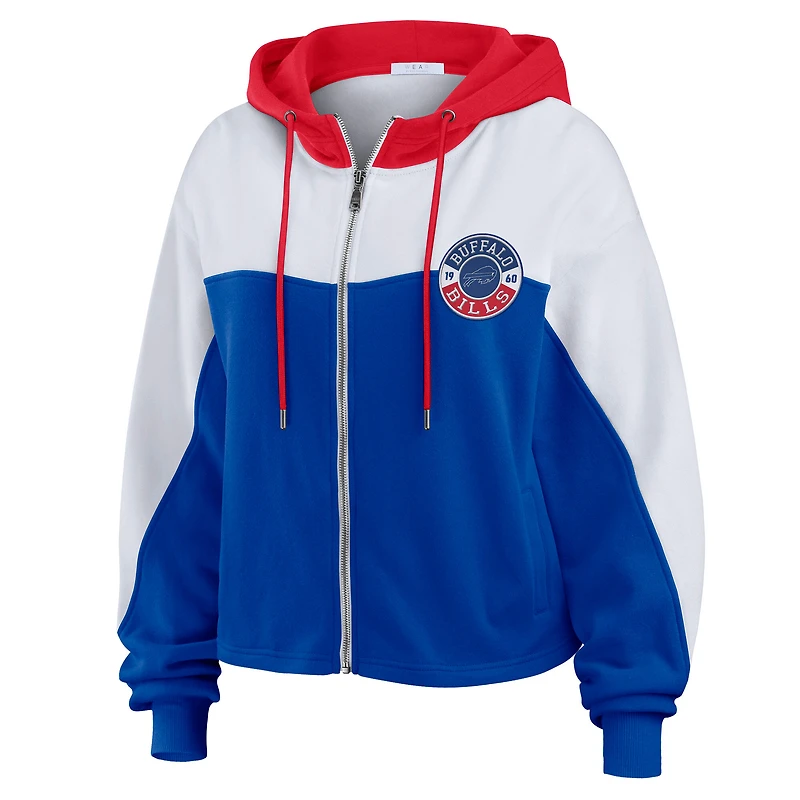 Women's WEAR by Erin Andrews Royal/White Buffalo Bills Color Block Full-Zip Hoodie