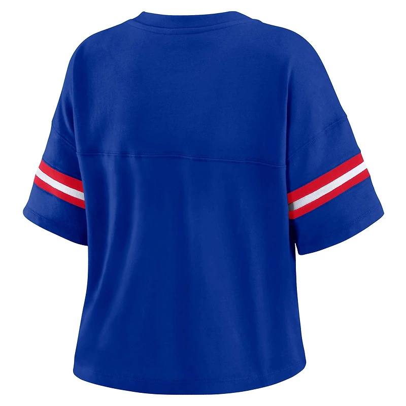Women's WEAR by Erin Andrews Royal Buffalo Bills Plus Color Block Boxy V-Neck T-Shirt