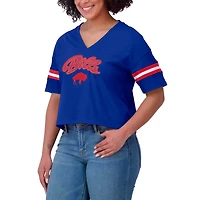 Women's WEAR by Erin Andrews Royal Buffalo Bills Plus Color Block Boxy V-Neck T-Shirt